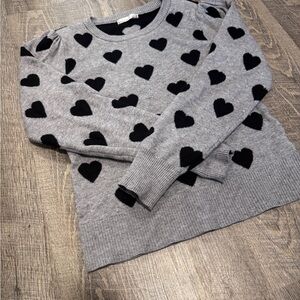 Gray Heart Pattern Sweater